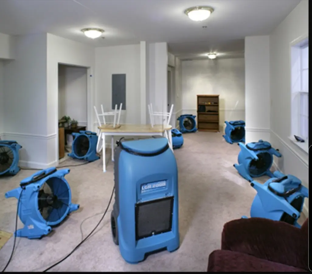 Air movers and dehumidifier setup for Water Extraction & Removal in Maryland City